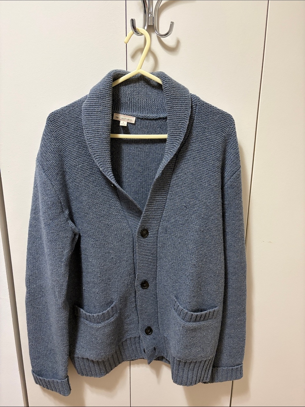 GAP Men's Shawl Collar Lambs wool Cardigan - Blue Gray